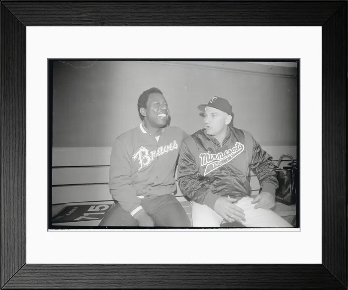 Framed Print : Hank Aaron Sitting with Harmon Killebrew Framed Print : Hank Aaron Sitting with Harmon Killebrew
