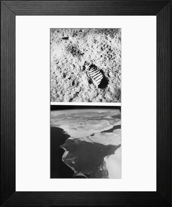 Framed Print : Footprint on the Moon and the Earth's Nile Delta Framed Print : Footprint on the Moon and the Earth's Nile Delta