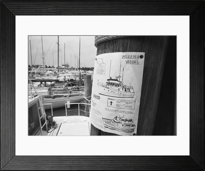 Framed Print : Reward Poster for Missing Yacht Framed Print : Reward Poster for Missing Yacht