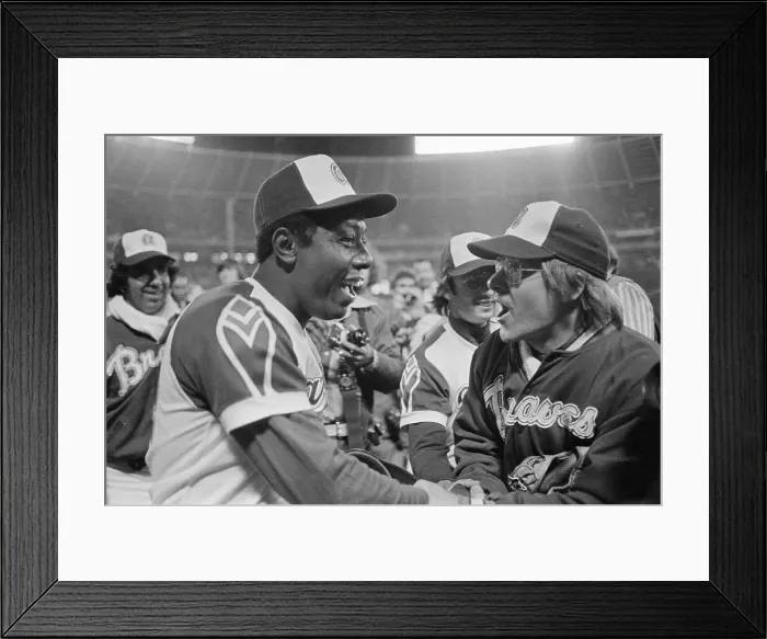Framed Print : Hank Aaron and Tom House Shaking Hands Framed Print : Hank Aaron and Tom House Shaking Hands