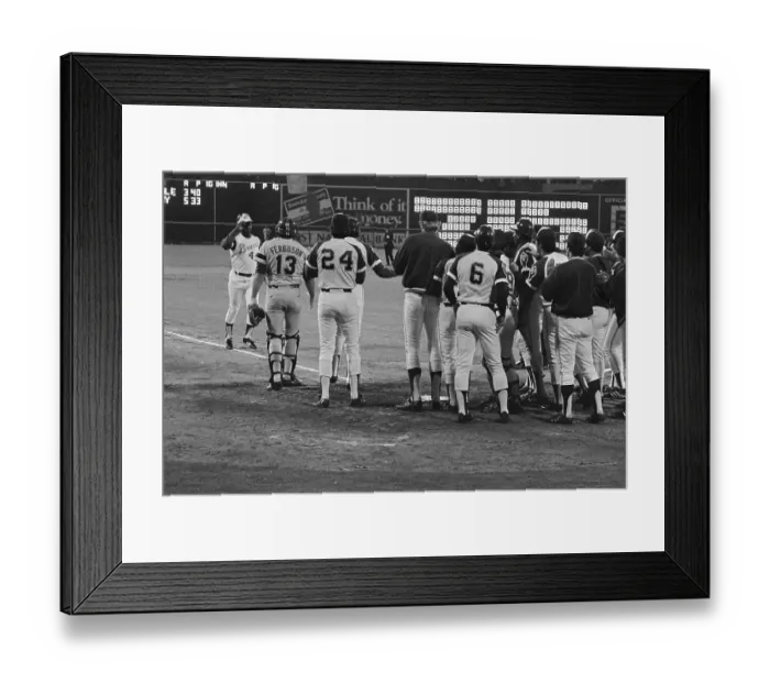 Framed Print : Teammates Waiting for Hank Aaron's Return to Home Base Framed Print : Teammates Waiting for Hank Aaron's Return to Home Base