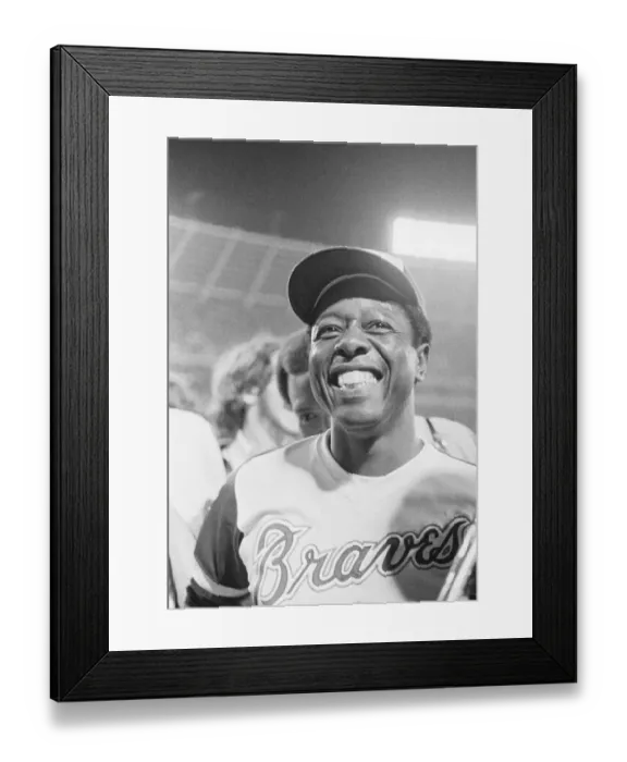 Framed Print : Hank Aaron Wearing Braves Uniform Framed Print : Hank Aaron Wearing Braves Uniform