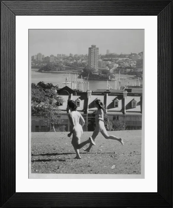 Framed Print : Side View of Two Female Streakers Framed Print : Side View of Two Female Streakers