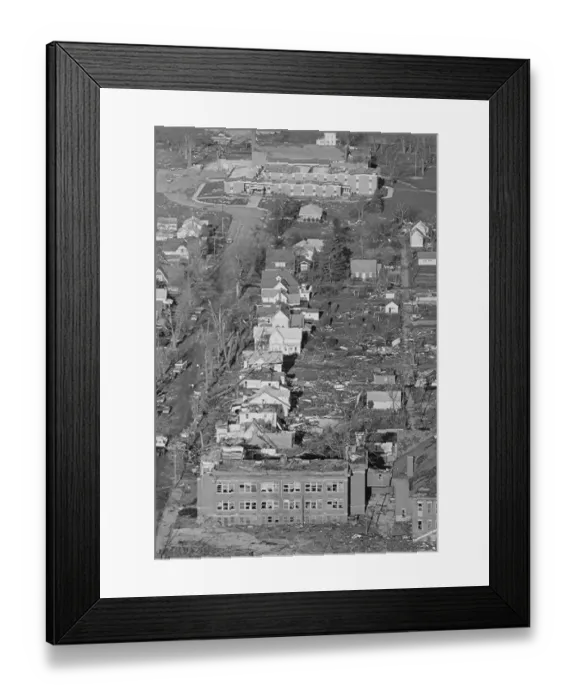 Framed Print : Aerial View Of Monticello, Indiana After Struck By Tornado Framed Print : Aerial View Of Monticello, Indiana After Struck By Tornado