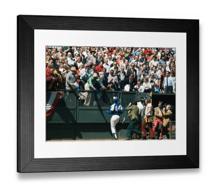 Framed Print : Hank Aaron Running to Share Joy with His Wife in Stadium Stands Framed Print : Hank Aaron Running to Share Joy with His Wife in Stadium Stands