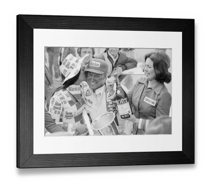 Framed Print : Racer Gale Yarborough With Trophy and Memorabilia Framed Print : Racer Gale Yarborough With Trophy and Memorabilia