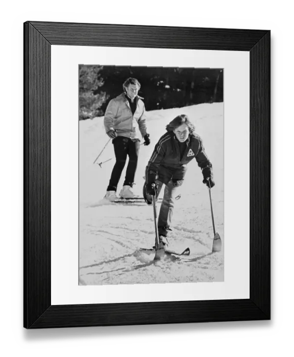 Framed Print : Edward Kennedy Skiing with Edward Kennedy Jr. Down Ski Slope Framed Print : Edward Kennedy Skiing with Edward Kennedy Jr. Down Ski Slope