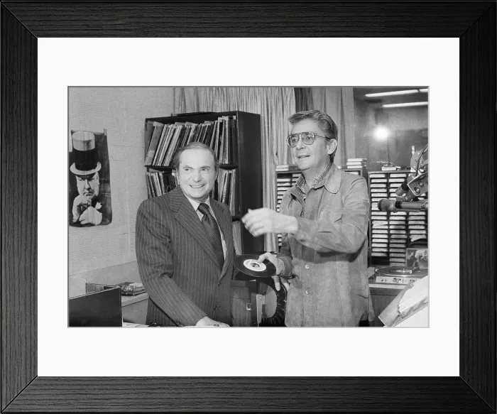 Framed Print : Governor Milton Shapp and Disc Jockey in Radio Station Framed Print : Governor Milton Shapp and Disc Jockey in Radio Station