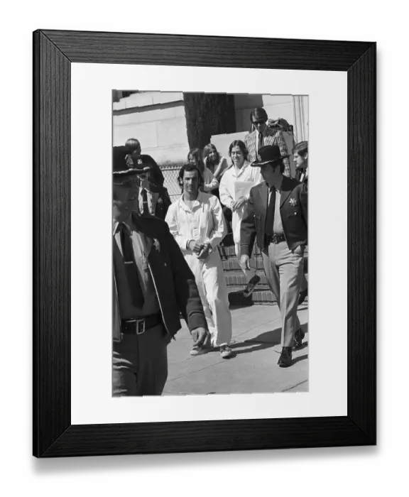 Framed Print : Members of Symbionese Liberation Army in Handcuffs Framed Print : Members of Symbionese Liberation Army in Handcuffs
