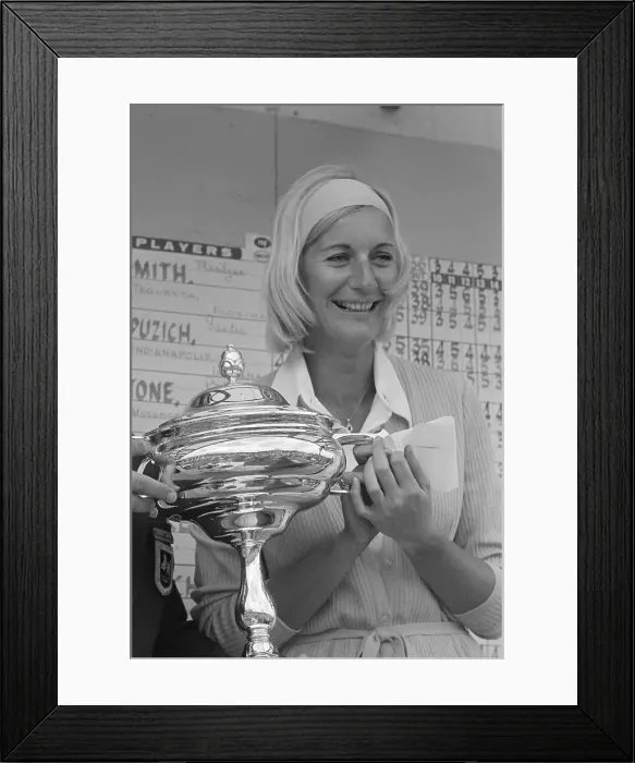 Framed Print : Carol Mann Holding Her Trophy