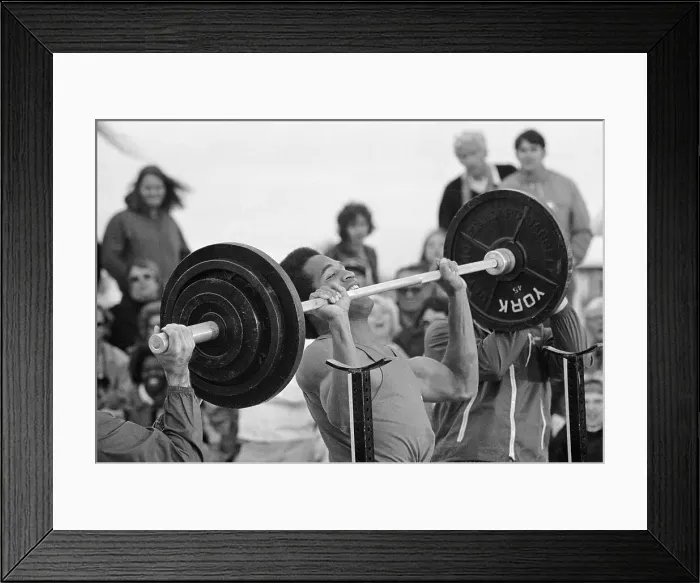 Framed Print : Football Great O.J. Simpson Weight Lifting Framed Print : Football Great O.J. Simpson Weight Lifting