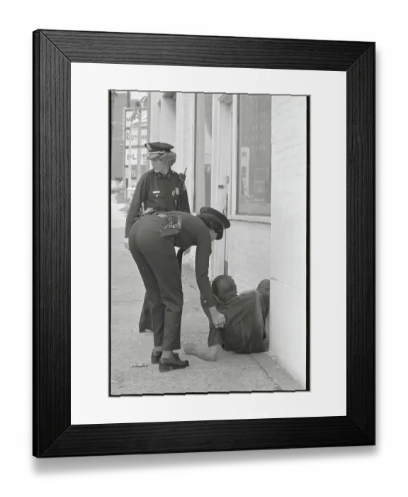 Framed Print : Police Officers Arresting Drunk Pedestrian Framed Print : Police Officers Arresting Drunk Pedestrian