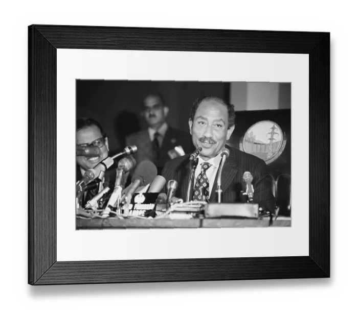 Framed Print : Egyptian President Anwar Sadat at Press Conference