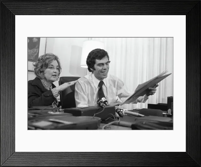 Framed Print : Peggy Maze And A. Ludlow Kramer Speak At Press Conference Framed Print : Peggy Maze And A. Ludlow Kramer Speak At Press Conference