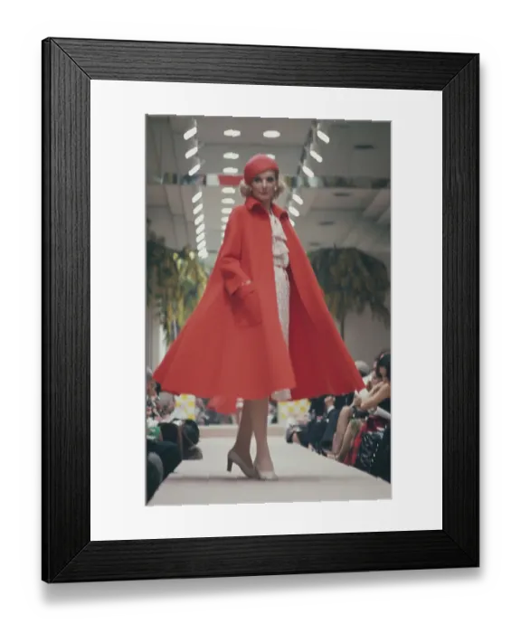 Framed Print : A Model Wearing A Valentino Coat And Hat Framed Print : A Model Wearing A Valentino Coat And Hat