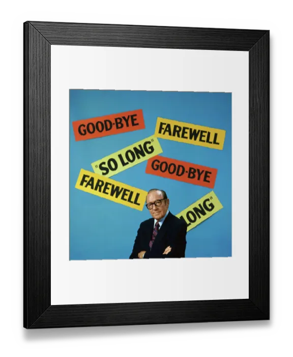 Framed Print : Jack Benny Posing in Front of Signs Framed Print : Jack Benny Posing in Front of Signs