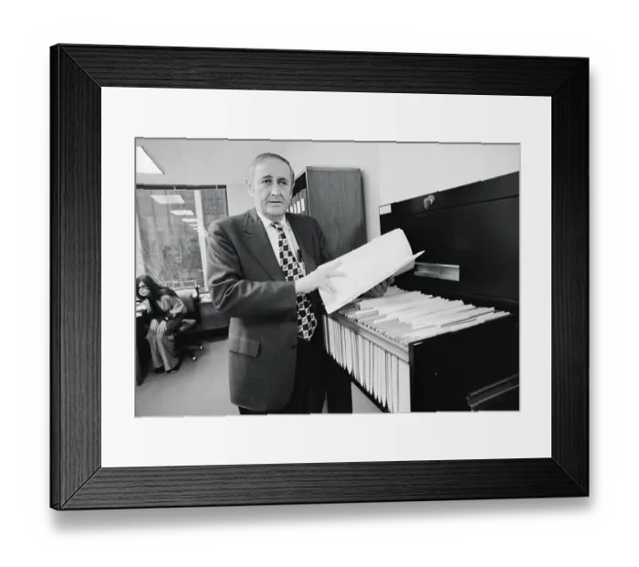 Framed Print : John W. Gardner Checking Files at Common Cause Framed Print : John W. Gardner Checking Files at Common Cause