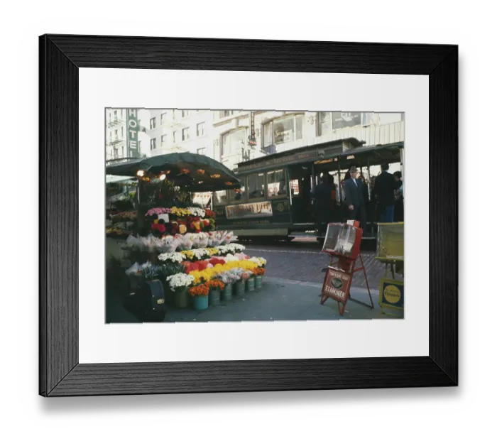 Framed Print : San Francisco Flower Stall And Cable Car Framed Print : San Francisco Flower Stall And Cable Car