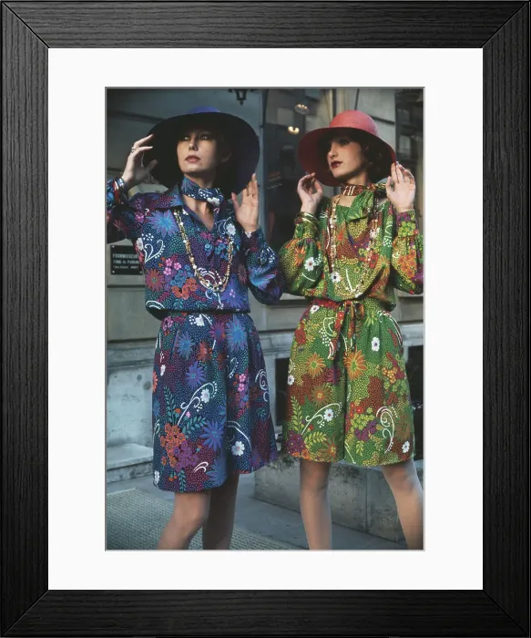 Framed Print : Models Wearing Guy Laroche Dresses Framed Print : Models Wearing Guy Laroche Dresses