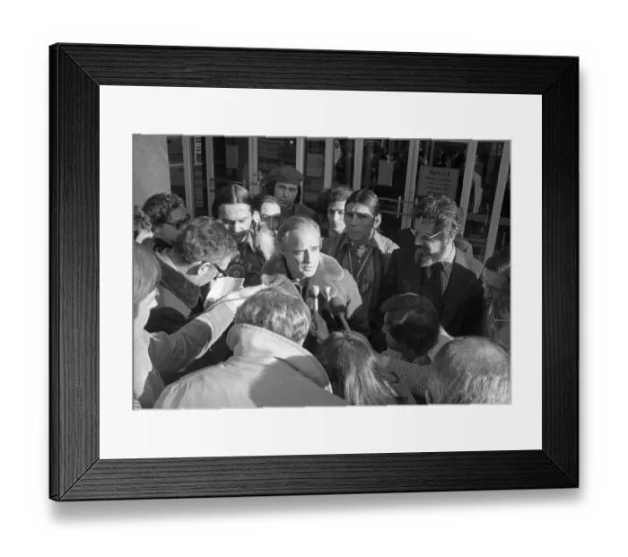 Framed Print : Marlon Brando Talking to Reporters Framed Print : Marlon Brando Talking to Reporters