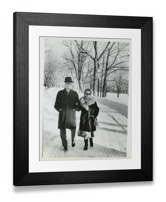 Framed Print : Jules Leger and Wife Strolling in the Snow Framed Print : Jules Leger and Wife Strolling in the Snow