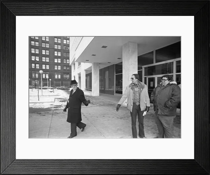 Framed Print : Judge Fred Nichol Waves to Russell Means Framed Print : Judge Fred Nichol Waves to Russell Means