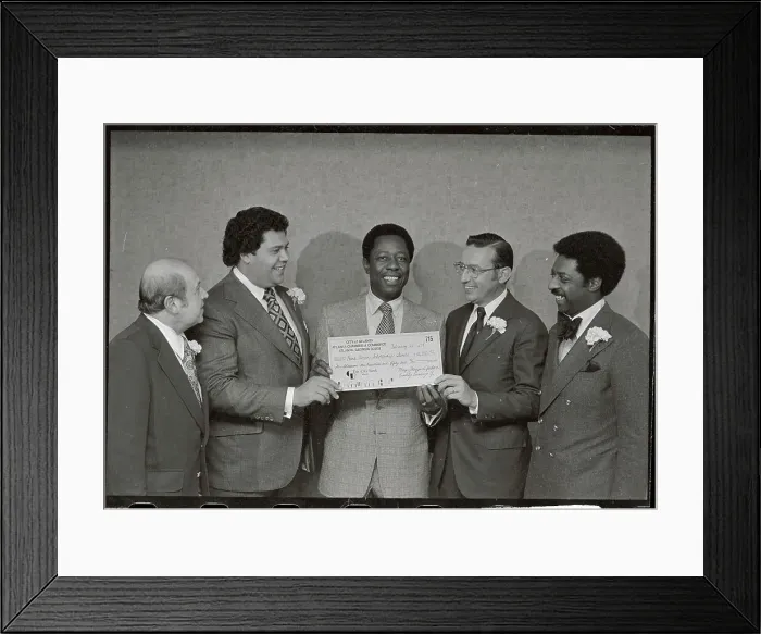 Framed Print : Hank Aaron with Politicians Posing for Camera Framed Print : Hank Aaron with Politicians Posing for Camera