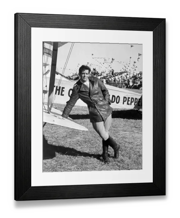 Framed Print : Actor Scott Newman Leaning on Plane Framed Print : Actor Scott Newman Leaning on Plane