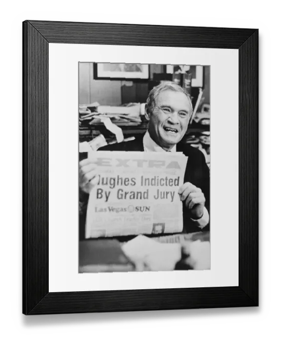 Framed Print : Hank Greenspun Holding up the Las Vegas Sun Newspaper Framed Print : Hank Greenspun Holding up the Las Vegas Sun Newspaper