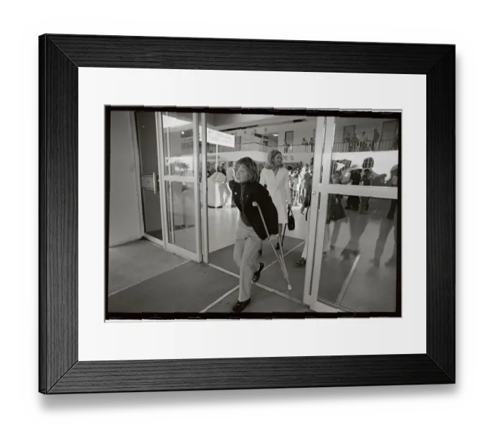 Framed Print : Young Edward Kennedy Jr. Walking on Crutches in Front of Joan Kennedy Framed Print : Young Edward Kennedy Jr. Walking on Crutches in Front of Joan Kennedy