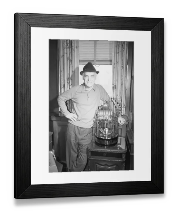 Framed Print : Charles Finley with a World Series Trophy Framed Print : Charles Finley with a World Series Trophy