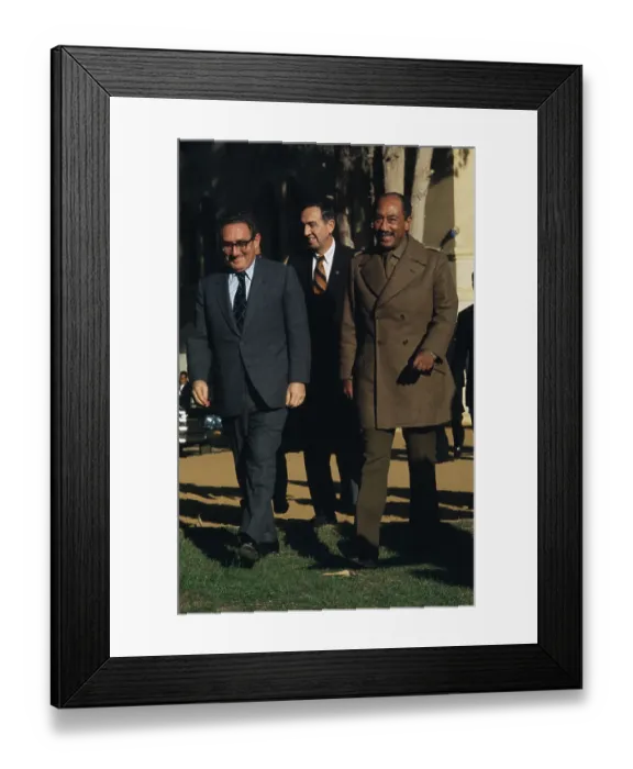 Framed Print : Henry Kissinger With Anwar Al Sadat Of Egypt Framed Print : Henry Kissinger With Anwar Al Sadat Of Egypt