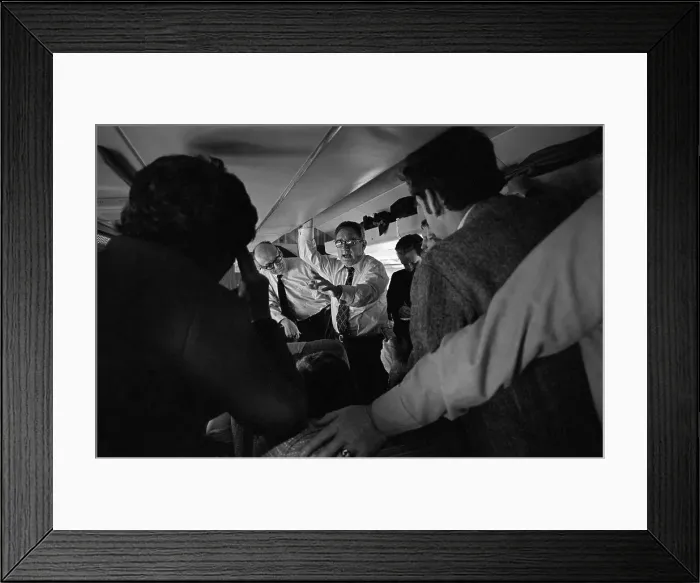 Framed Print : Henry Kissinger Talking with Journalists