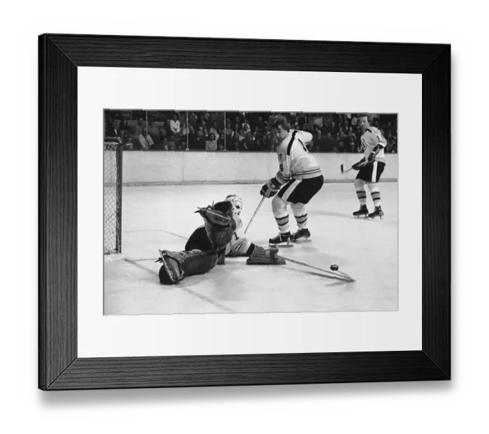 Framed Print : Goalie Making Save in Hockey Game Framed Print : Goalie Making Save in Hockey Game