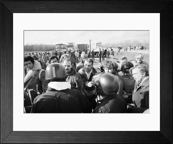 Framed Print : Truckers Confront Riot-Equipped Framed Print : Truckers Confront Riot-Equipped