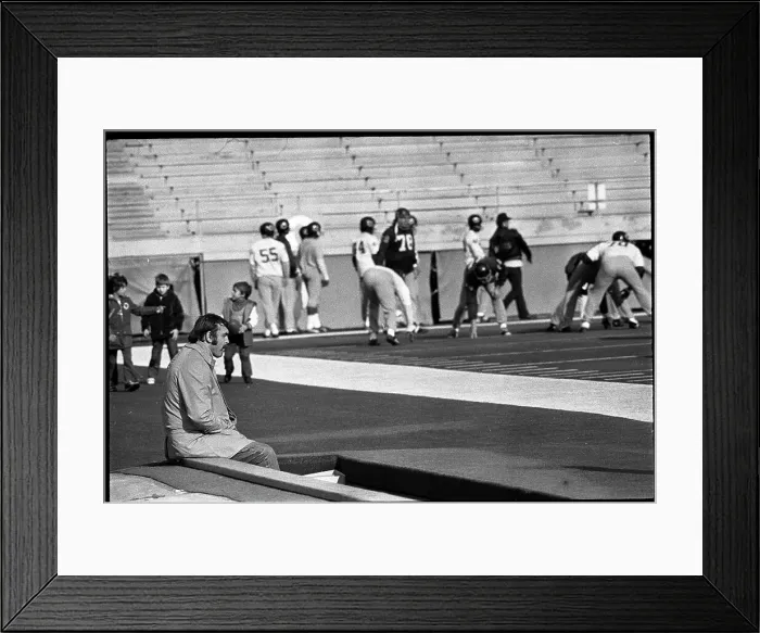 Framed Print : Dick Butkus Seated on Sidelines During Practice Framed Print : Dick Butkus Seated on Sidelines During Practice
