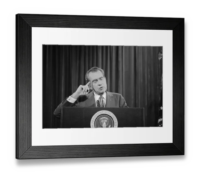 Framed Print : President Nixon Pointing to His Head Framed Print : President Nixon Pointing to His Head
