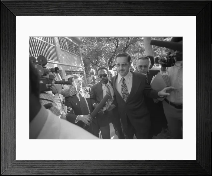 Framed Print : Robert L. Vesco Surrrounded by Reporters Framed Print : Robert L. Vesco Surrrounded by Reporters