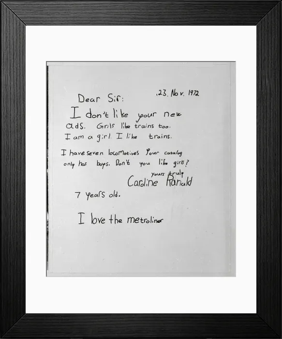 Framed Print : Letter from Girl to Lionel Toys Framed Print : Letter from Girl to Lionel Toys