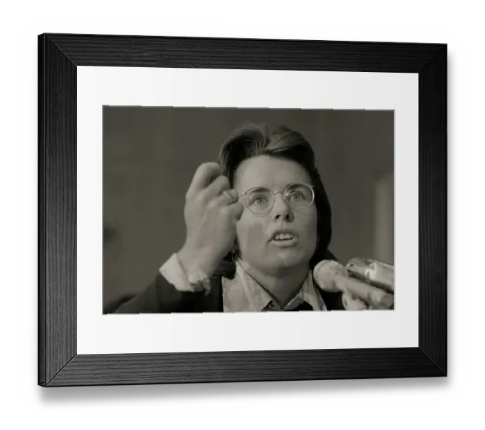Framed Print : Billie Jean King Gesturing and Speaking at Microphones