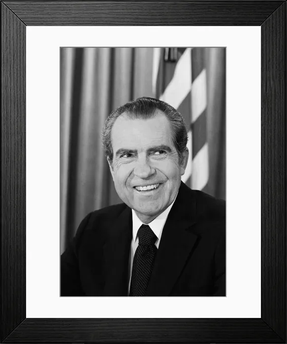 Framed Print : Portrait of President Richard Nixon Smiling Framed Print : Portrait of President Richard Nixon Smiling