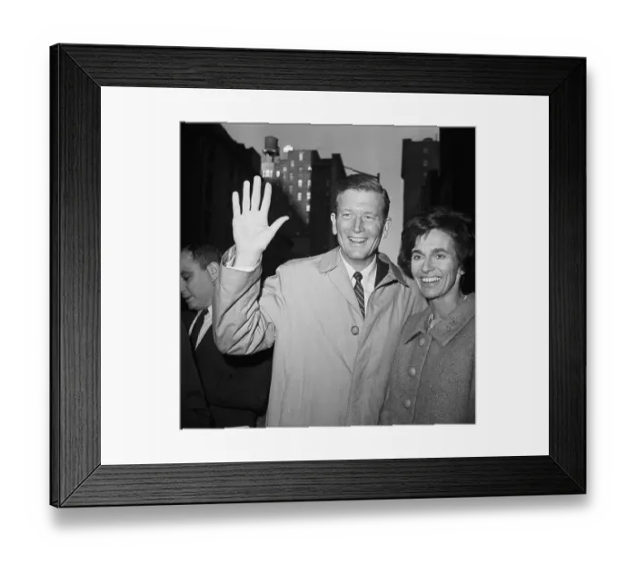 Framed Print : Mayor John V. Lindsay Waving with His Wife Framed Print : Mayor John V. Lindsay Waving with His Wife