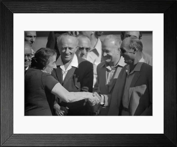 Framed Print : Moshe Dayan Greets Golda Meir Framed Print : Moshe Dayan Greets Golda Meir