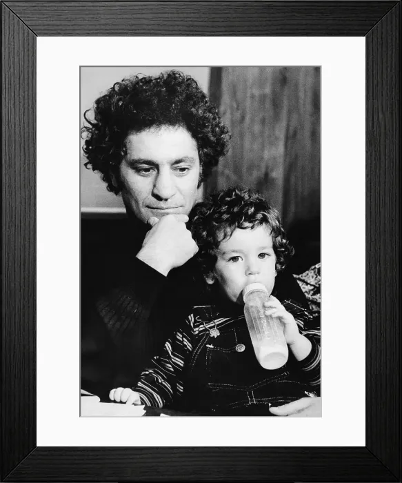 Framed Print : Writer Abbie Hoffman Holding His Son Framed Print : Writer Abbie Hoffman Holding His Son
