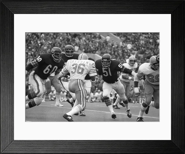 Framed Print : Football Player Bob Gresham Faced With Intimidating Defensive Line Framed Print : Football Player Bob Gresham Faced With Intimidating Defensive Line