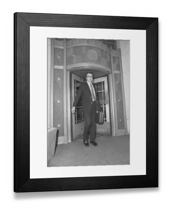 Framed Print : William Ruckelshaus Exiting Door with His Briefcase Framed Print : William Ruckelshaus Exiting Door with His Briefcase