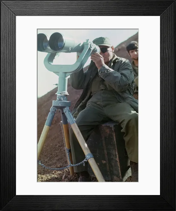 Framed Print : Moshe Dayan Looking Through Binoculars Framed Print : Moshe Dayan Looking Through Binoculars