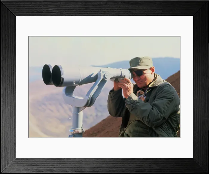 Framed Print : Moshe Dayan Looking Through Binoculars Framed Print : Moshe Dayan Looking Through Binoculars