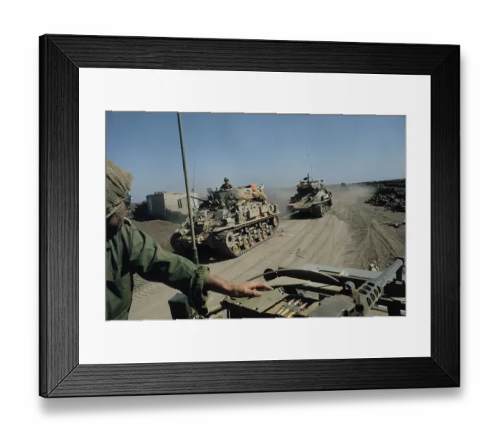 Framed Print : Israeli Military Vehicles Pass Each Other Framed Print : Israeli Military Vehicles Pass Each Other