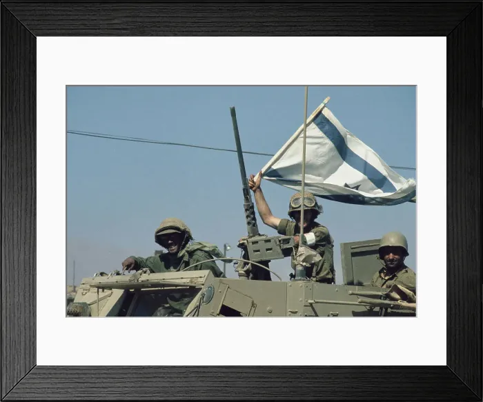 Framed Print : Israeli Soldiers in Tank With a Flag Framed Print : Israeli Soldiers in Tank With a Flag